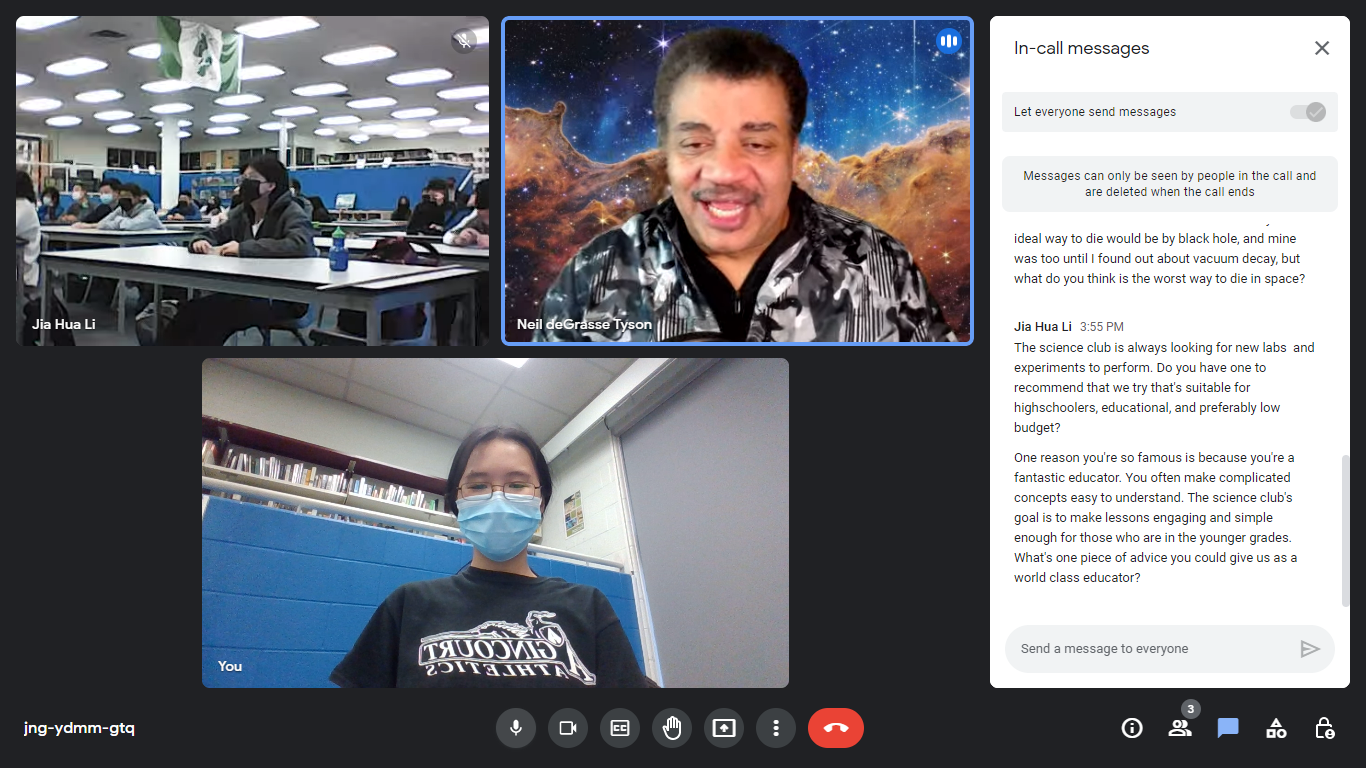 Me in a google meet with Neil deGrasse Tyson